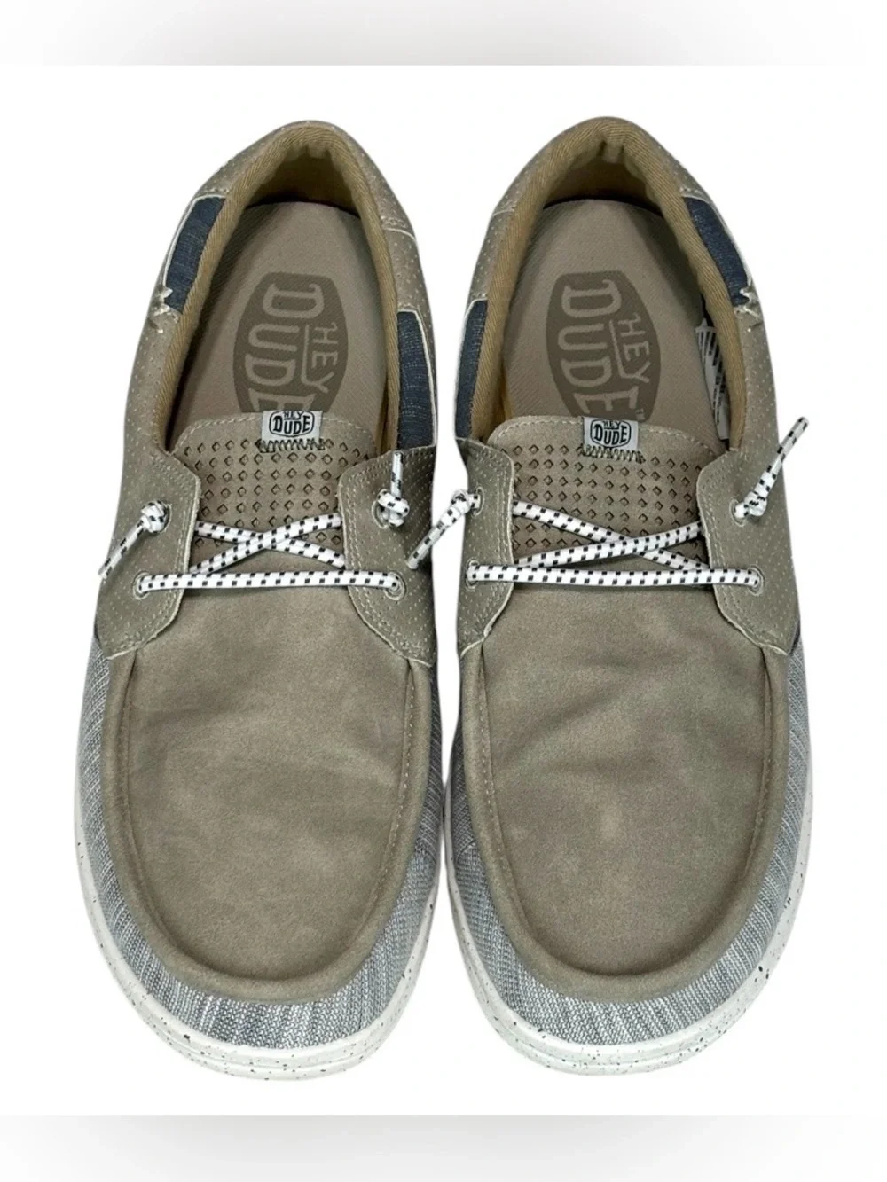 Hey Dude Welsh Grip Mix Oyster Men's Boat Shoes Canvas Oyster US 13 EU 46